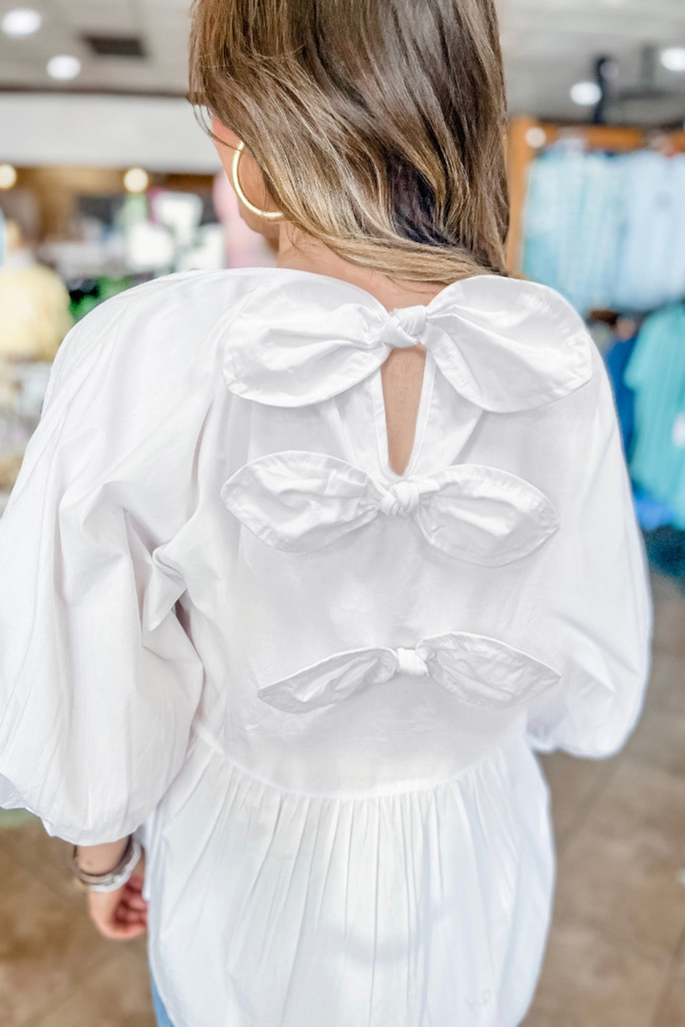 White Bowknot Blouse January.