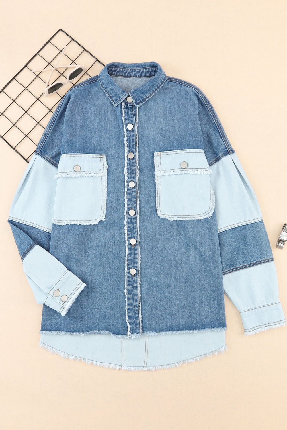 Frayed Patchwork Denim Jacket January.