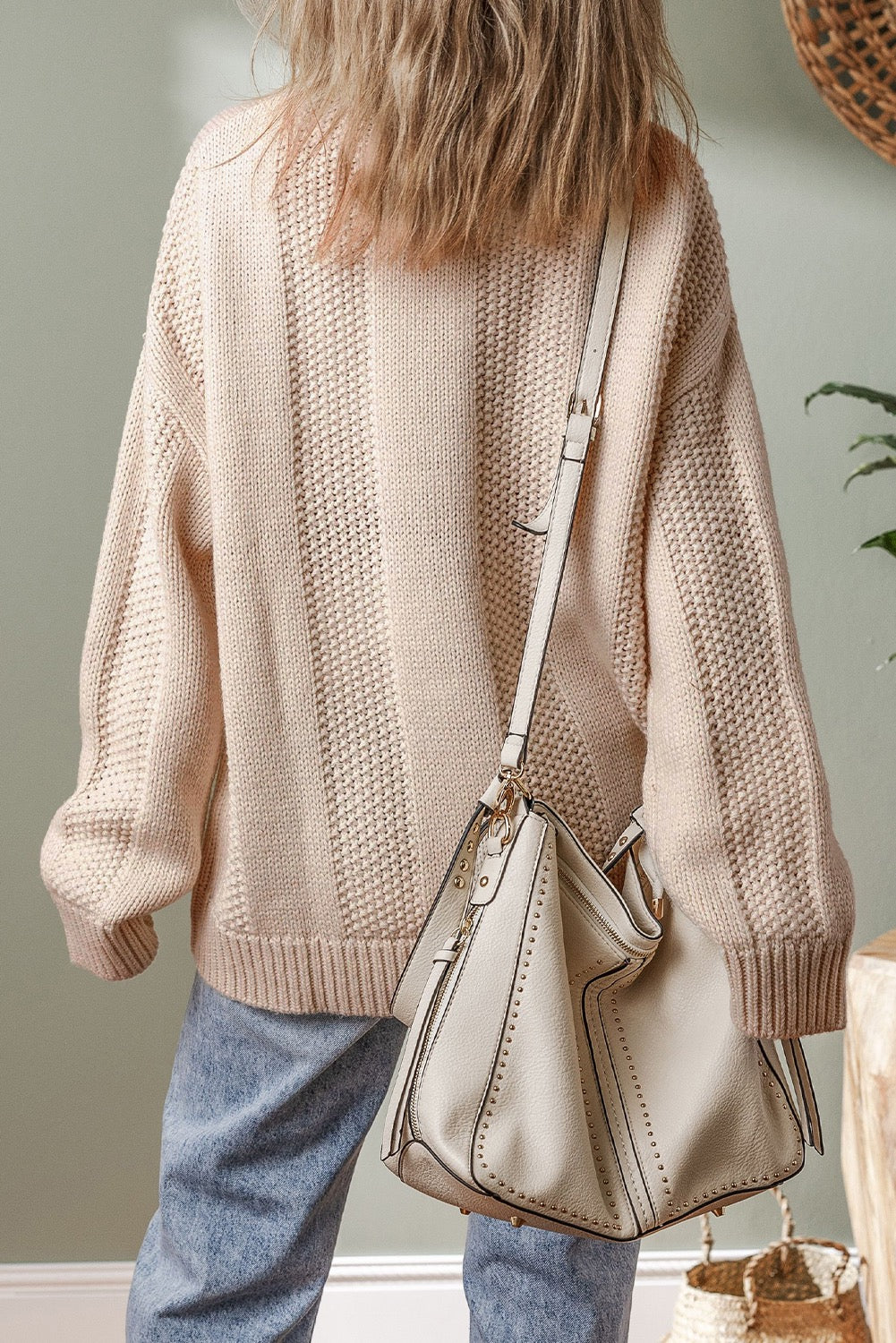 Beige Cable Knit Sweater LT