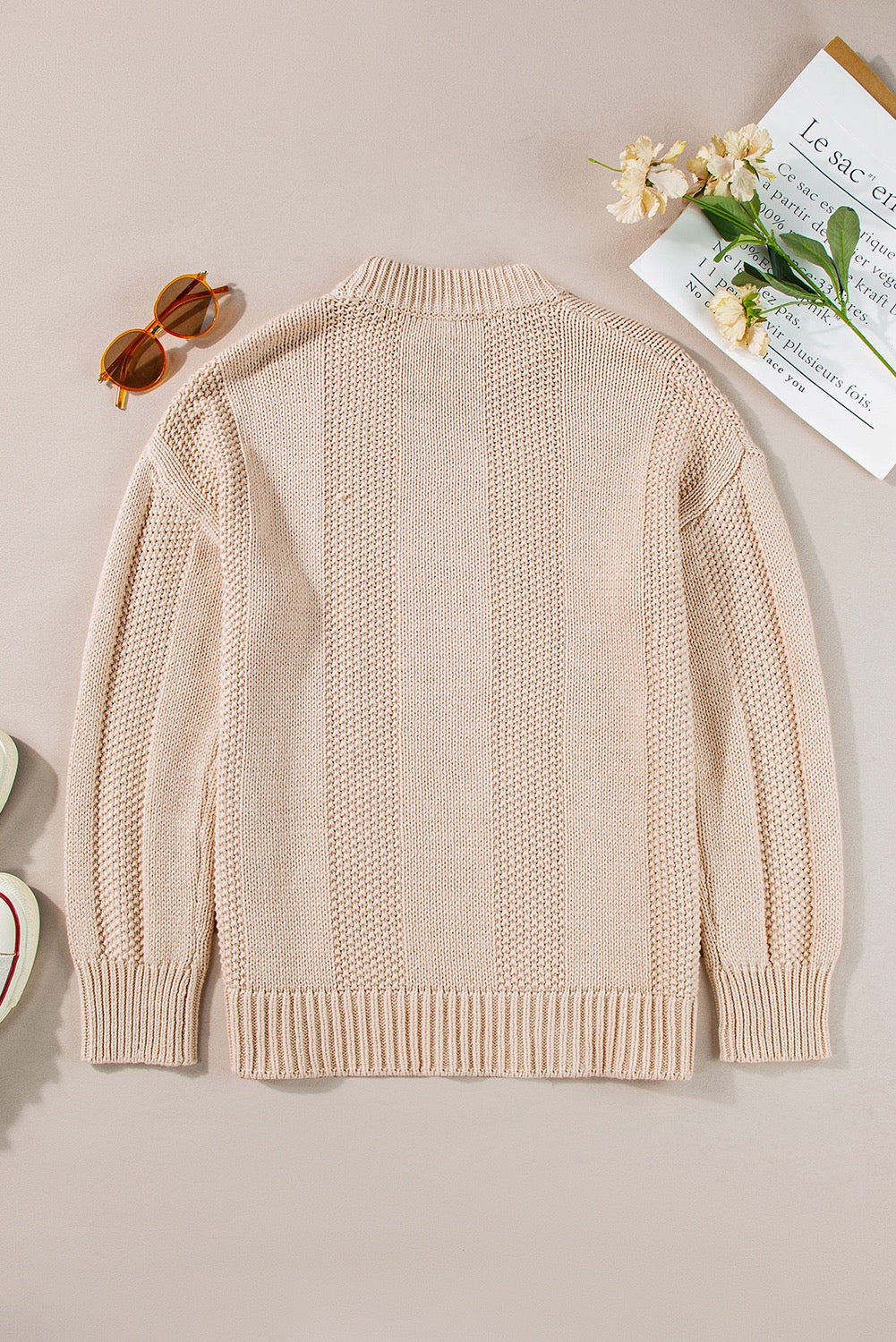 Beige Cable Knit Sweater LT