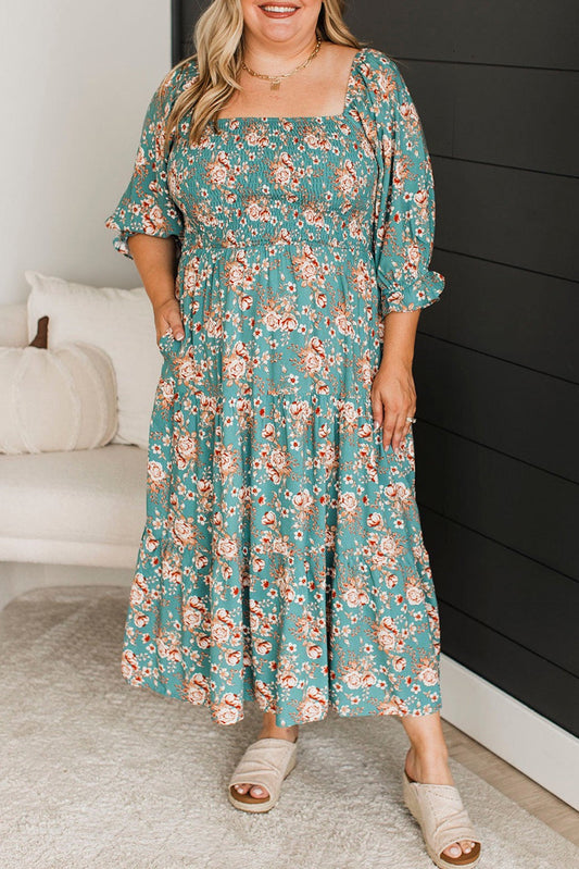 Teal Floral Plus Size Maxi LT