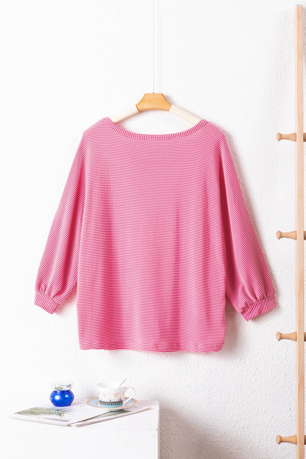 Pink Flowy Ribbed Tee LT