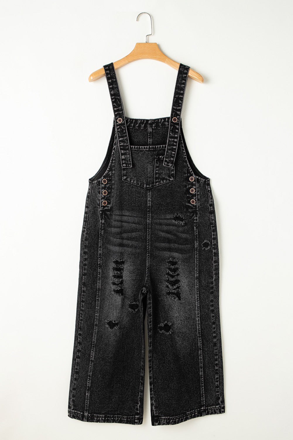 Black Distressed Overalls LT