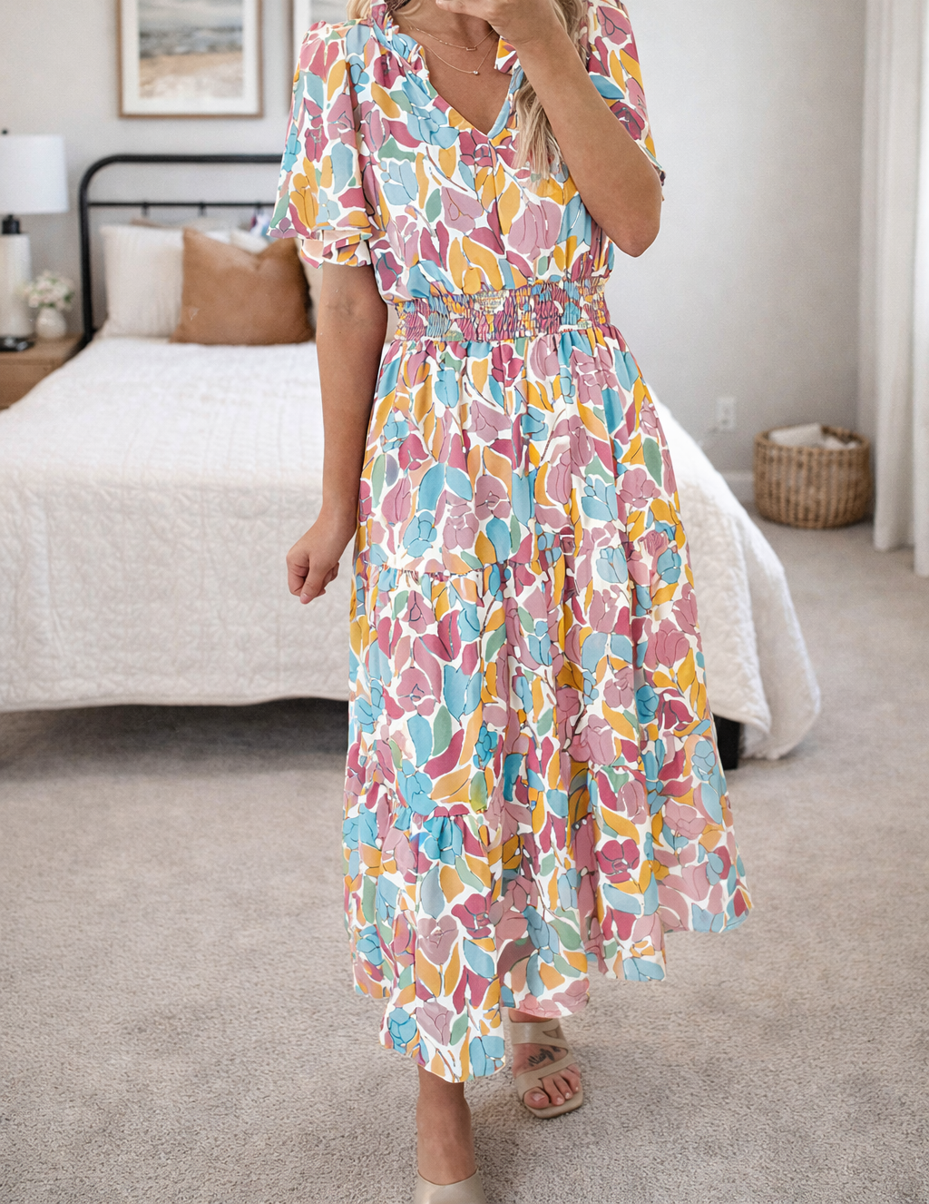 Pink Floral Smocked Dress LT