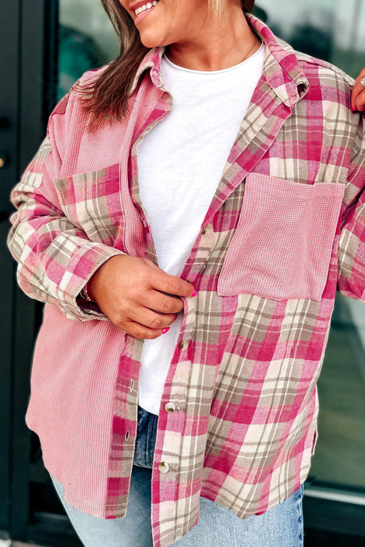 Pink Plaid Patchwork Plus Top September.