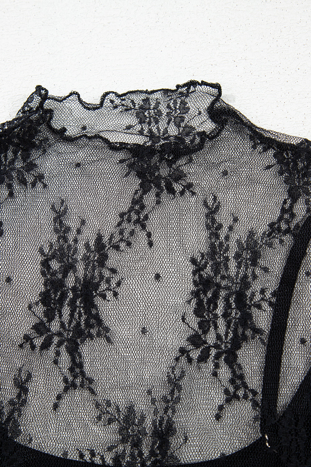 Black Floral Sheer Mesh Top LT