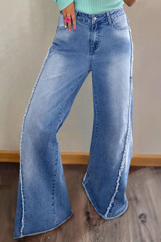 Raw Hem Flared Denim Jeans LT