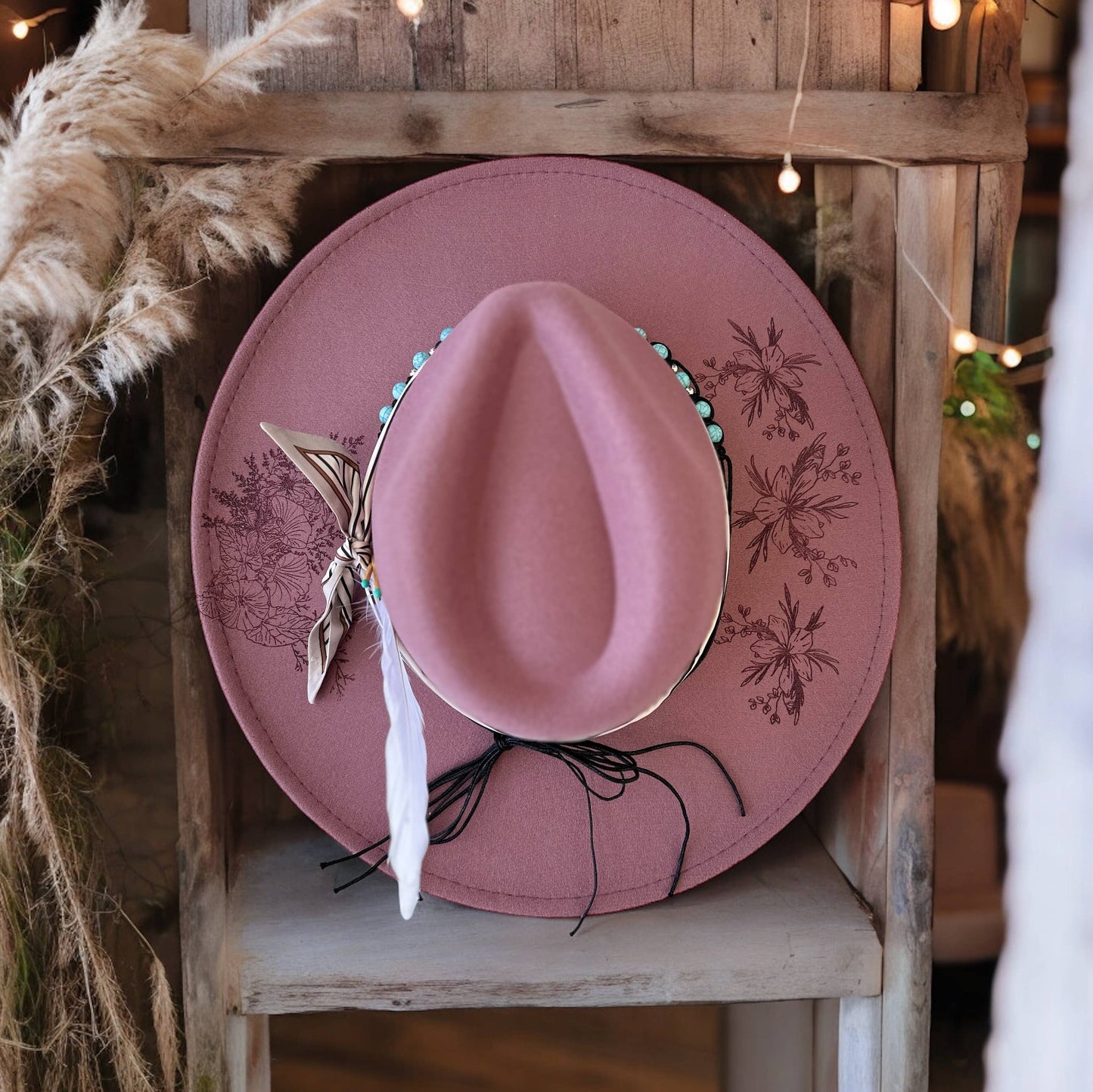 Early Autumn Blooms Burnt Hat Western Cowboy Fall: Mauve