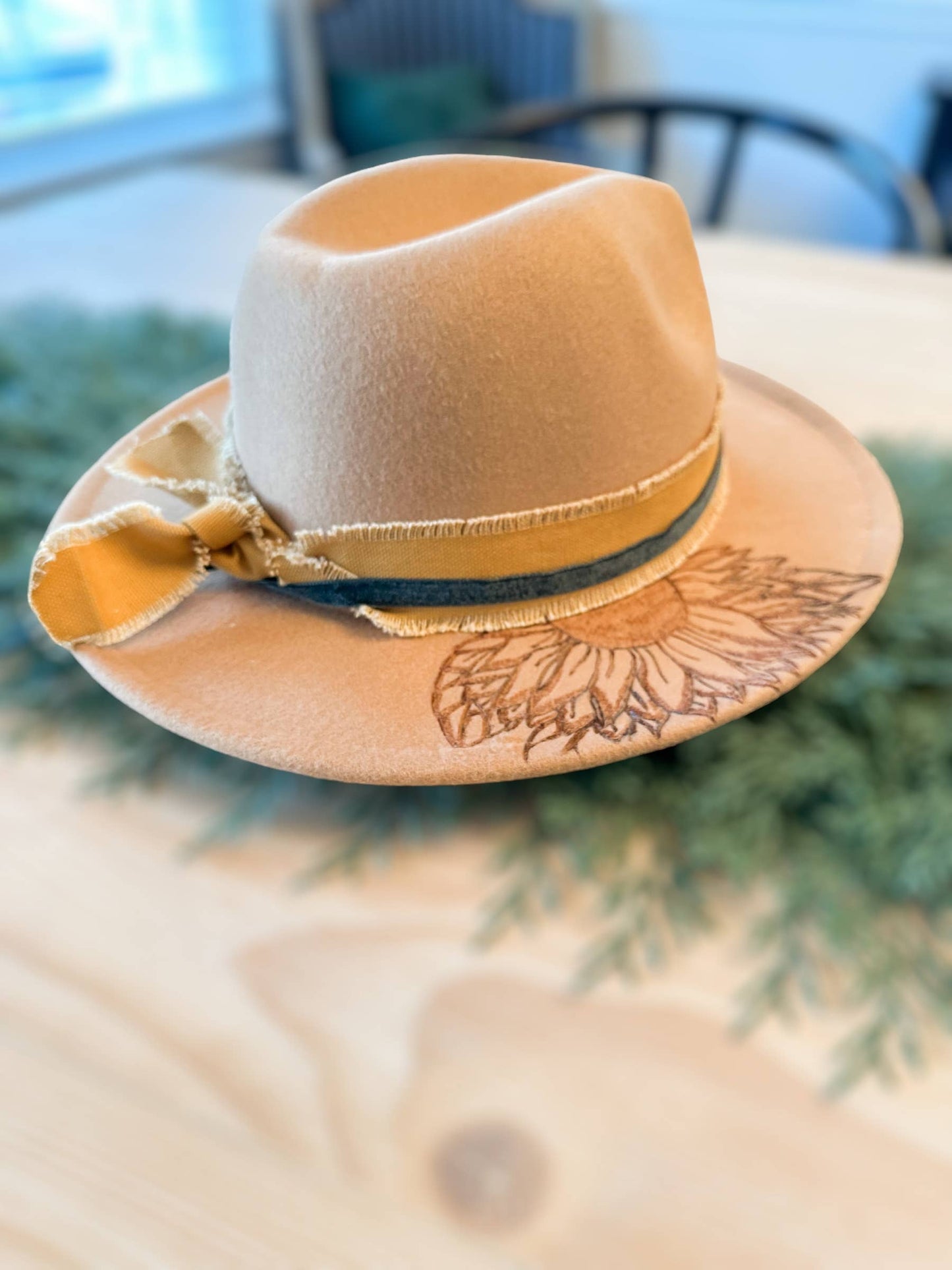 Kids Hand Burnt Western Hat | Sunflower | Fall: Tan / Hat Bar Style