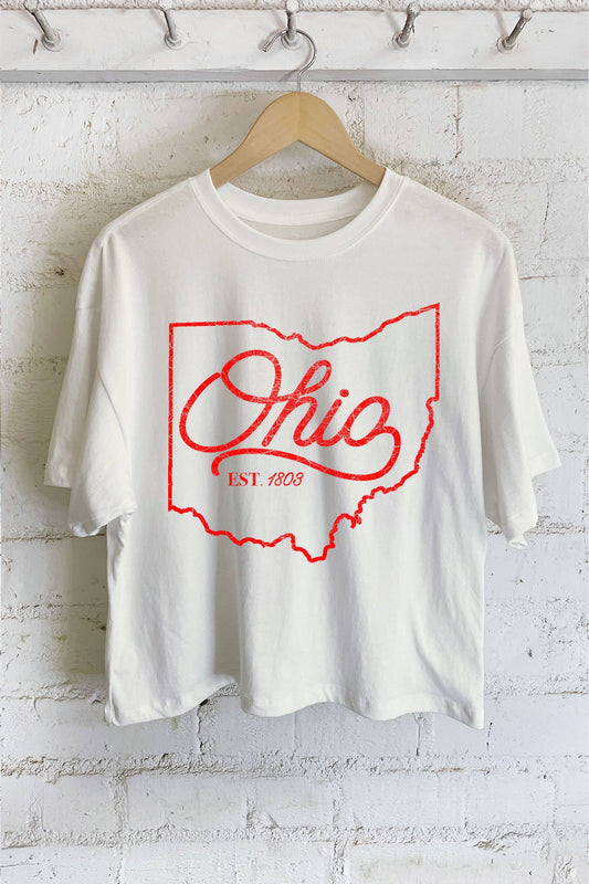 State of Ohio Puff Crop Top