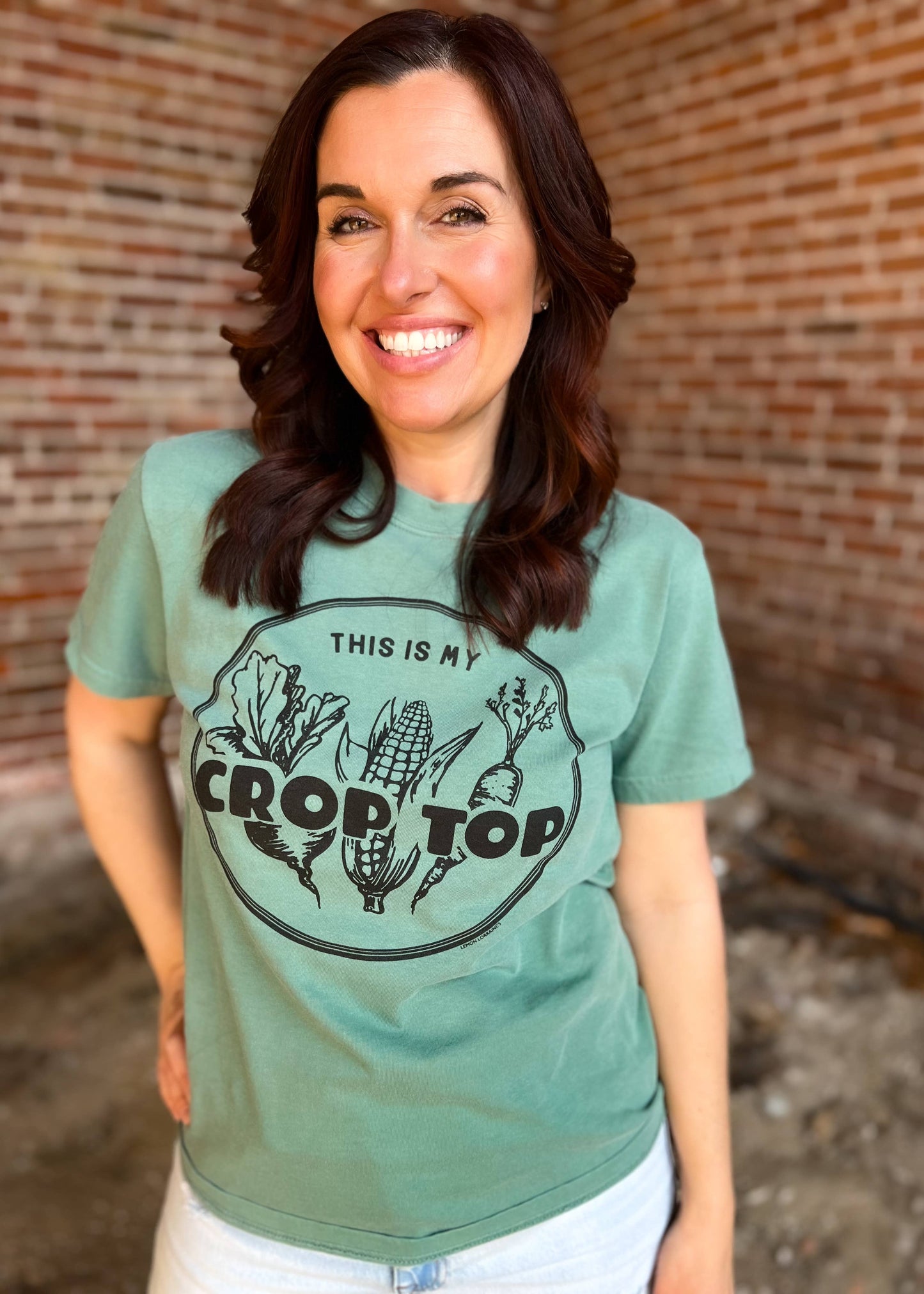 CROP TOP -  Graphic Tee     : Green / S