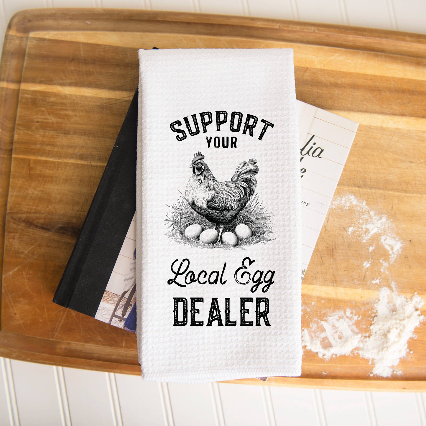 Support Egg Dealer Kitchen Towel, Waffle Weave Chicken Towel: Transparent Cellophane Sleeve