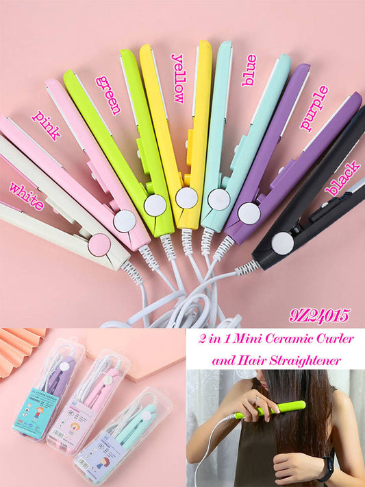 2 in 1 Mini Ceramic Curler and Hair Straightener