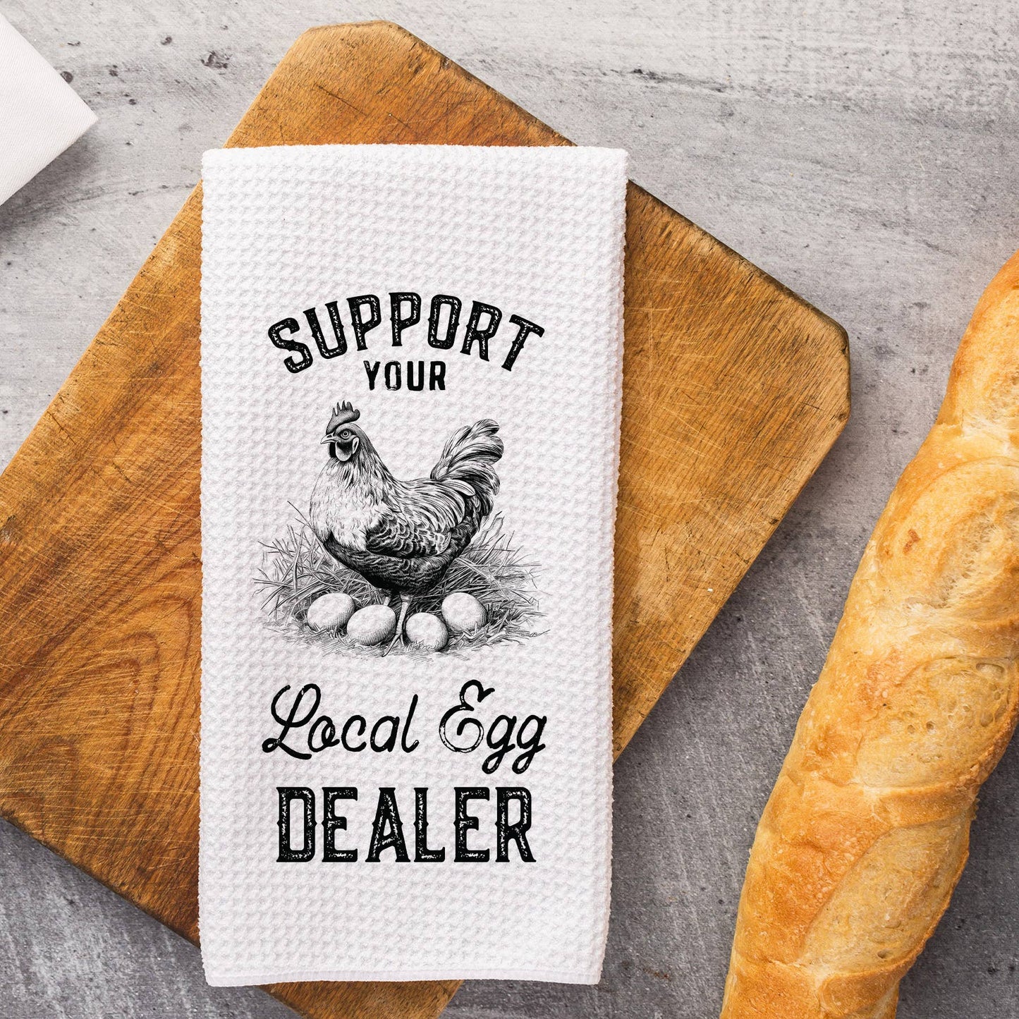 Support Egg Dealer Kitchen Towel, Waffle Weave Chicken Towel: Transparent Cellophane Sleeve