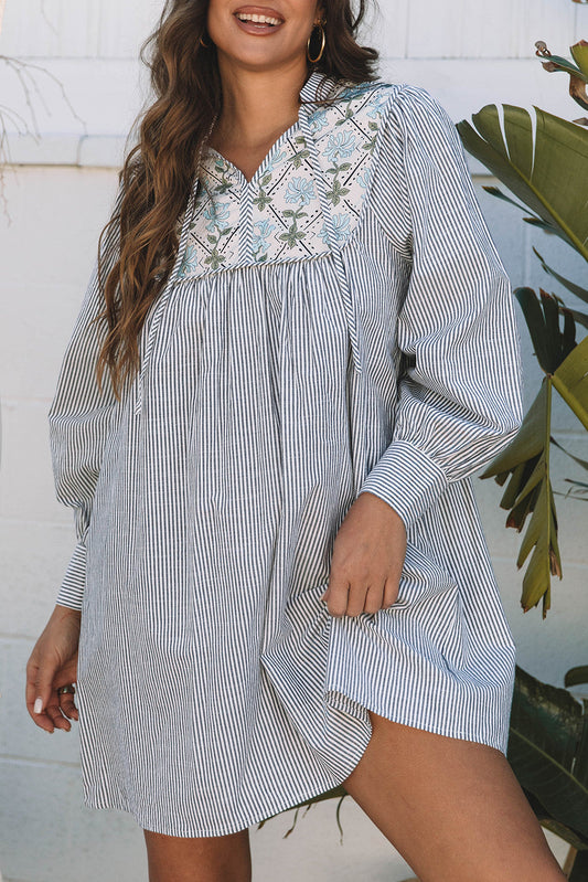 Black Stripe Floral Dress LT