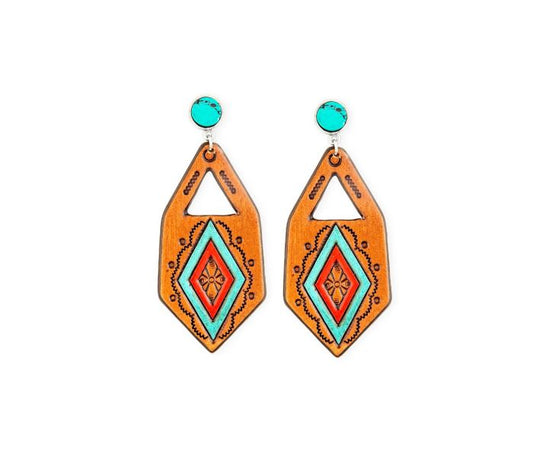 Pamarina Falls Hand- tooled Leather Earrings