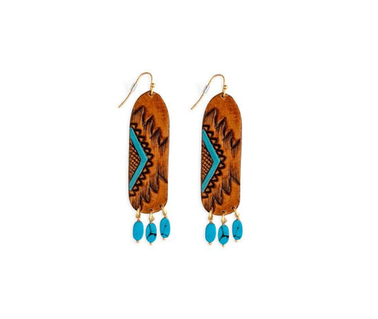 Totem Hand- tooled Leather Earrings