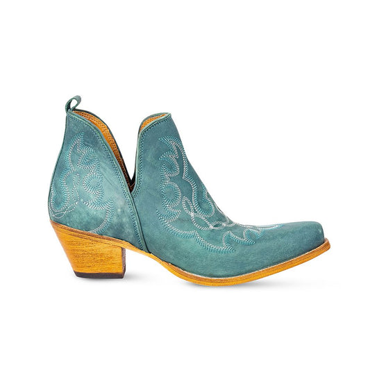 Maisie Stitched Leather Boots- Turquoise