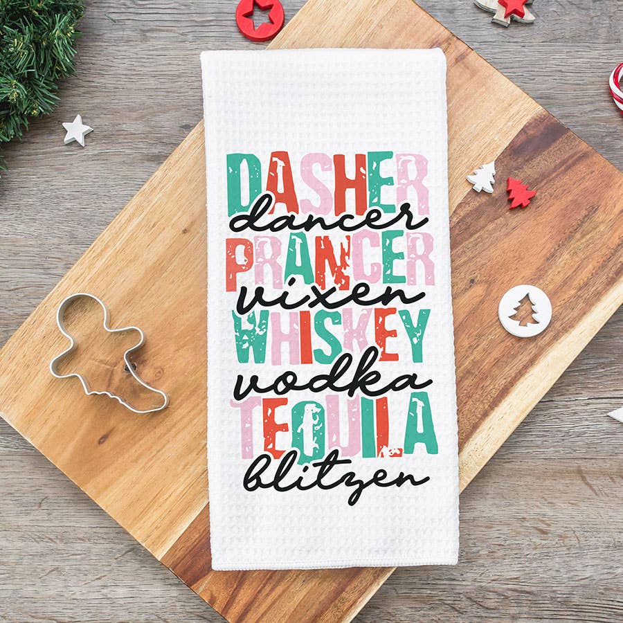 Reindeer Booze Kitchen Towel