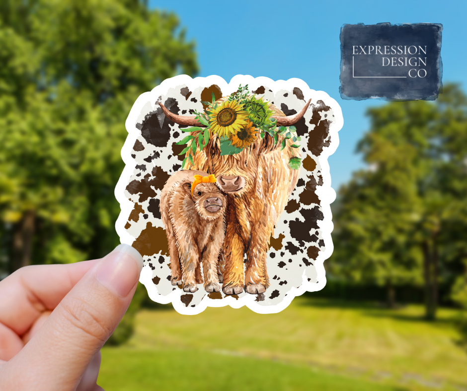 Highland Cow Vinyl Sticker