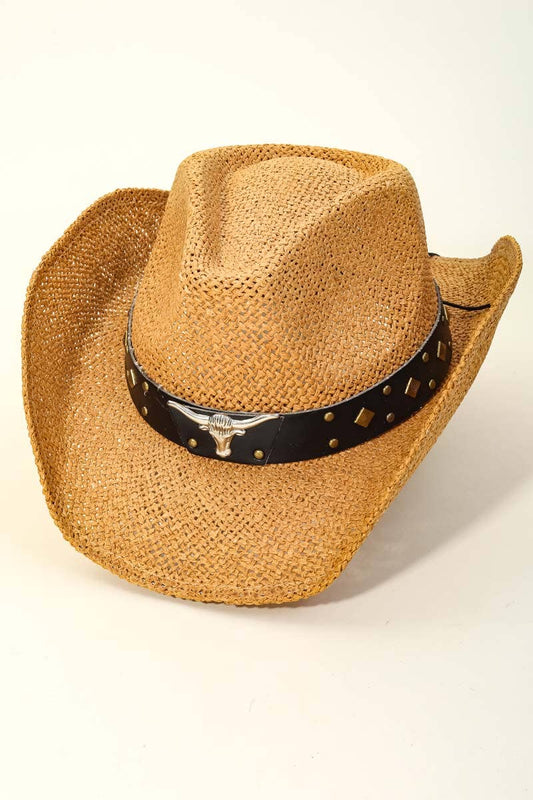 Ox Head Straw Cowboy Hat