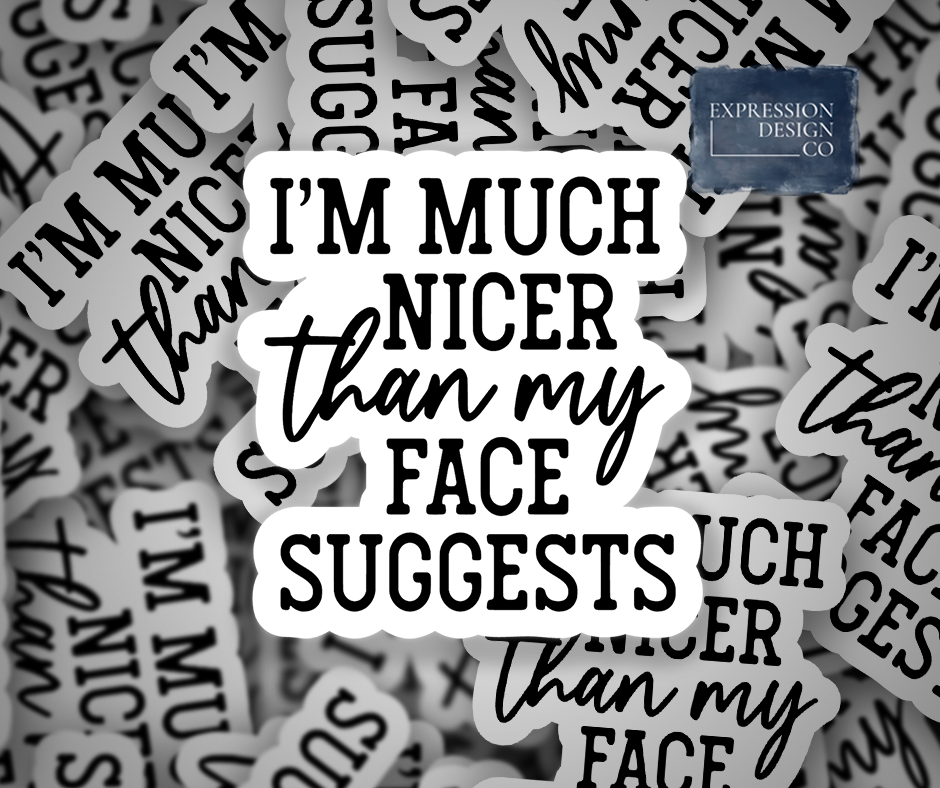 Nicer Than My Face Suggests Vinyl Sticker