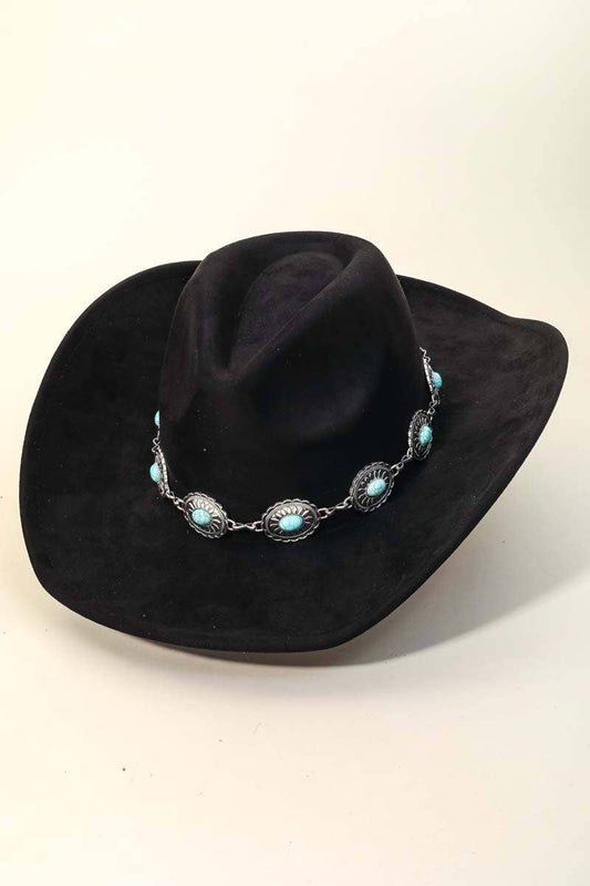 Turquoise Oval Stone Strap Cowboy Hat