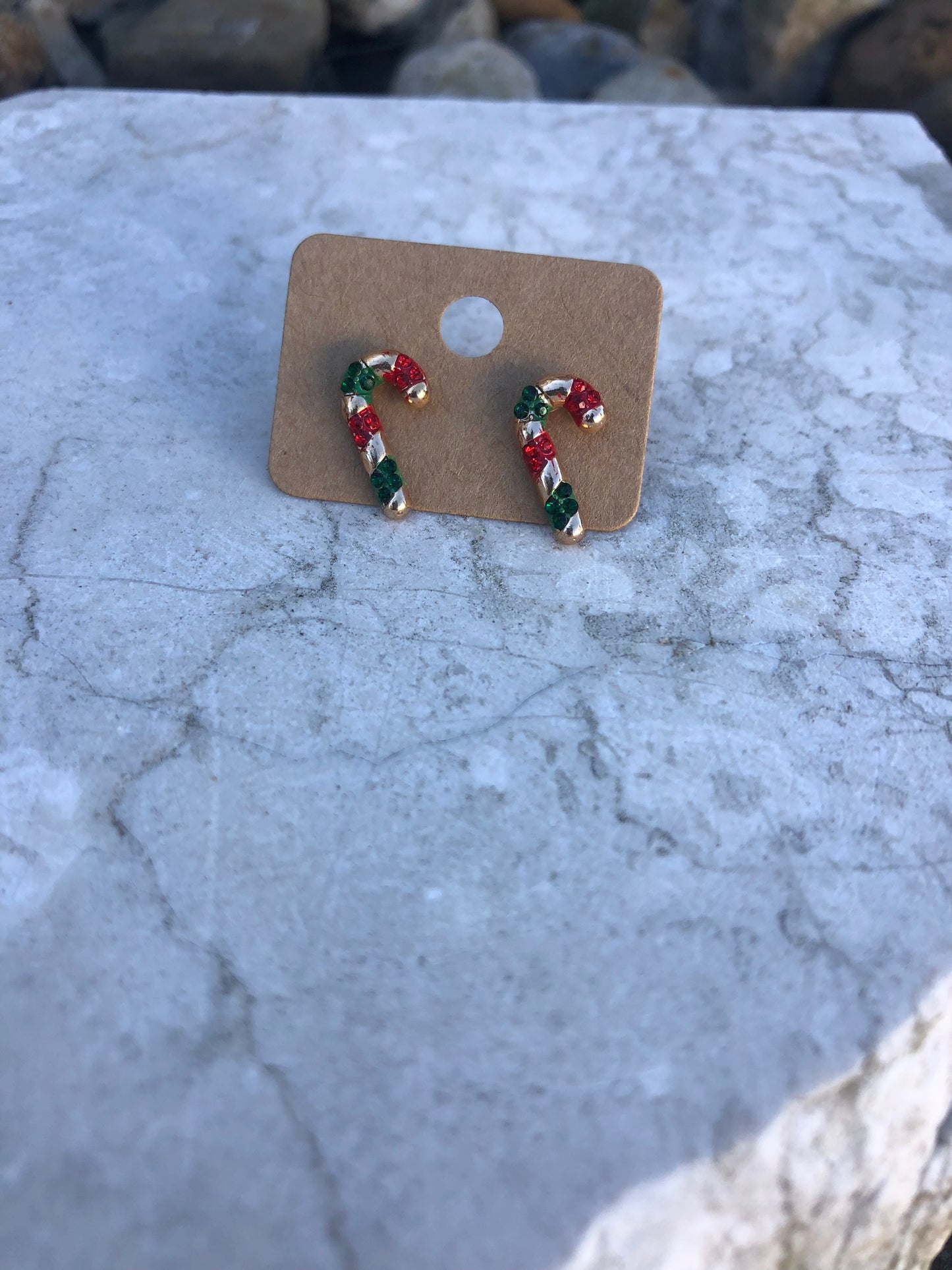 Candy Cane Christmas Stud Earrings