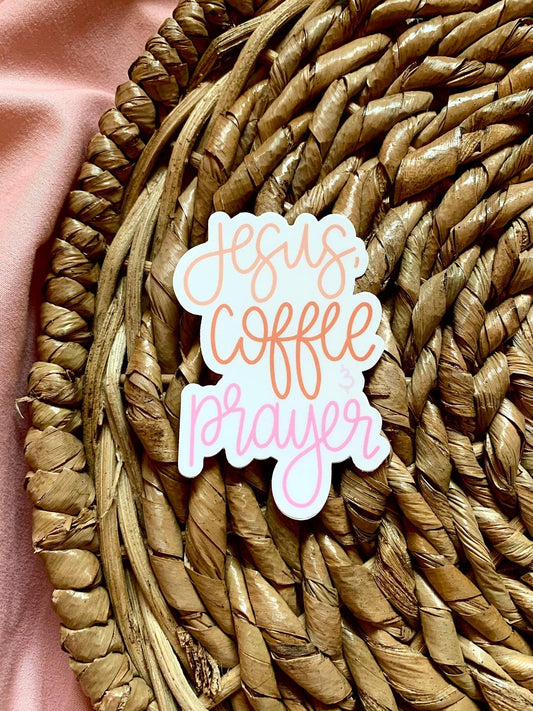Jesus, Coffee and Prayer Sticker